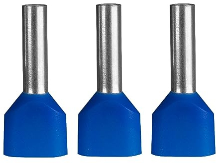 100 Stück ERKO Doppel-Aderendhülsen, Aderquerschnitt 2,5 mm2 Länge 10 mm professionelle Kabelschuhe aus galvanisch verzinktem Kupfer mit Polyamidisolierung