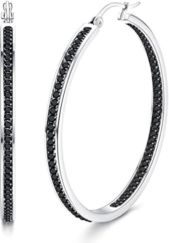 Dimaday Große Creolen Edelstahl Creolen für Frauen Multicolor Strass Creolen Nette Huggie Ohrringe Schmuck-Set 35MM/40MM/50MM