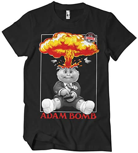 Garbage Pail Kids Licenciado Oficialmente Adam Bomb Hombres Camiseta (Negro), Large