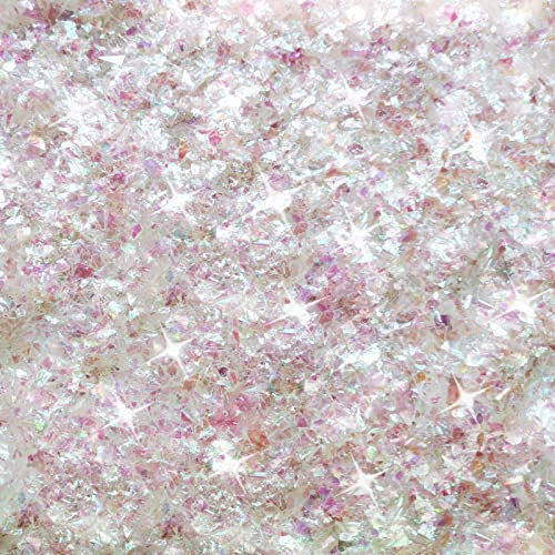 Künstlicher Weihnachtsschnee, künstliche Schnee-Dekoration, Funkelnde Schneeflocke aus unregelmäßigen Flocken von PET, für Weihnachtsdekoration, AB-Farbe, 150 g