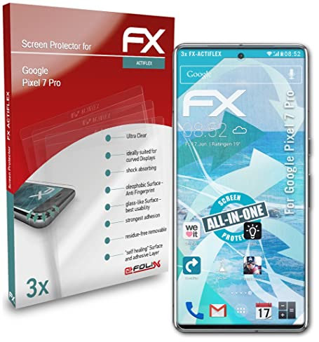 atFoliX Schutzfolie kompatibel mit Google Pixel 7 Pro Folie, ultraklare und flexible FX Displayschutzfolie (3X)