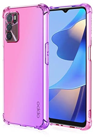 WILLIS TPU Silikon Handyhülle für Oppo A16 / Oppo A16s / Oppo A54s, Durchsichtig Farbverlauf Case, Anti Drop und Anti Scratch 6.52 Schutzhülle Pink Lila