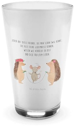 Mr. & Mrs. Panda Glas Igel Seilhüpfen - Geschenk, Tiere, Latte Macchiato, Cappuccino Glas, Kinder, Cappuccino Tasse, Kindergarten, Gute Laune,