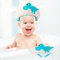 JOFONY Duschhaube Kinder,Haarwaschhilfe Kinder,Verstellbarer Haare Waschen Kinderschutz,Silikon Augenschutz Schutzkappe für Babydusche und Shampoo(Dinosaurier Blau)