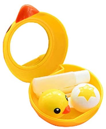 Myopia Contact Lens Case, Small Contact Lens Companion Box Cute Care Box, Yellow Duck Style