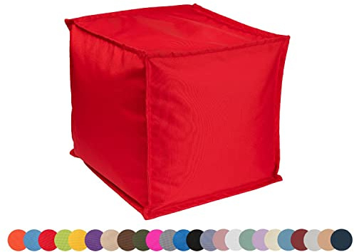 chilly pilley® Sitzsack Sitzhocker mit EPS-Perlen Füllung 40x40x40cm Fußhocker Sitz-Pouf für Kinder und Erwachsene (Rot)