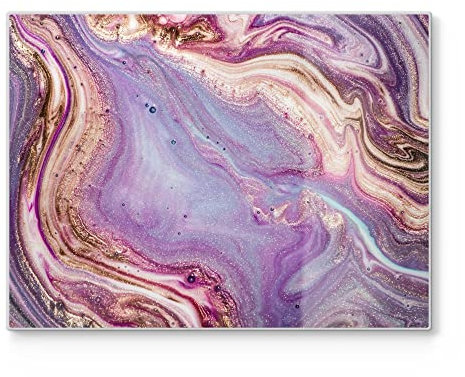 DEQORI Schneidebrett aus Glas | groß 40x30 cm | Motiv Lebhaftes Paisleymuster | Design Schneideplatte für Küche | Frühstücksbrett antibakteriell & rutschfest | Glasplatte & Servierplatte