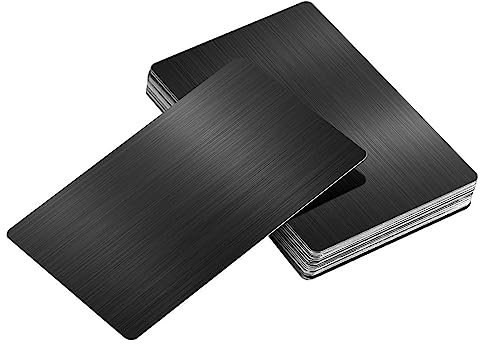 10 Stück Metall Visitenkarten Aluminium blanko Visitenkarten, schwarz gebürstet, lasergravierte Visitenkarten für Bürokunden DIY Geschenkkarten (0,45 mm dick)