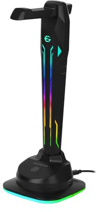 EgoGear - SAC1 - Universal Gaming Headset Stand - 4 USB 2.0 Ports - 6-in-1 Touch RGB Lighting - Non-Slip Rubber Base