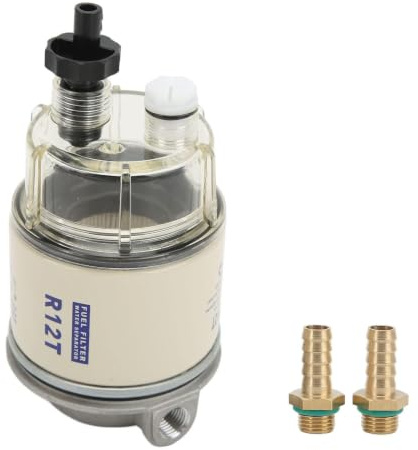 Filtro Carburante per Barche, Separatore Acqua Carburante 30 GPH R12T Valore Filtro 10 Micron Rivestimento Elettrostatico a Polvere per Motoscafo