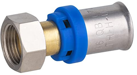 Racor recto hembra Ø16 tuerca libre 3/8' multicapa a prensar (x10) | Conexión resistente y duradera | Ideal para instalaciones de fontanería | Fácil instalación y ajuste seguro | QUICK PLOMBERIE
