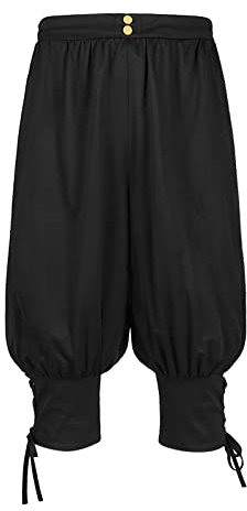 Fulidngzg 2023 Herren Mittelalter Wikinger Kelten Hose Piratenhose Retro Renaissance Kolonial Hose Cosplay Kostüm Zurück Schnürshorts