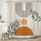 ASDCXZ Tenda da doccia in stile bohémien, 120 x 180 cm, in tessuto impermeabile, moderna arte astratta con foglie verdi, linea sole, arancione, beige, per esterni, lavabile, in poliestere, con 8 ganci