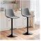 STOOLINK Juego de 2, Taburetes de Bar, Silla Bar Cuero de Microfibra Altura Ajustable, Taburete Cocina con Reposapies Taburete Alta 150kg para Comedor, Mostrador, Sala de Estar-Gris