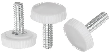 QUARKZMAN 30pcs M4 x 12mm Mâle Filetage Moleté Boutons, Pouce Vis Serrage Poignée Plastique Main Boutons avec Fileté Goujon, Blanc