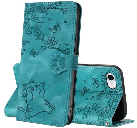 Netany Cover per iPhone SE 2022/SE 2020/iPhone 8/7/6/6s, Flip Premium Pelle PU Libro Portafoglio Protettiva Custodia con Slot Scheda Supporto Stand Magnetica Protezione Completa (Blu)