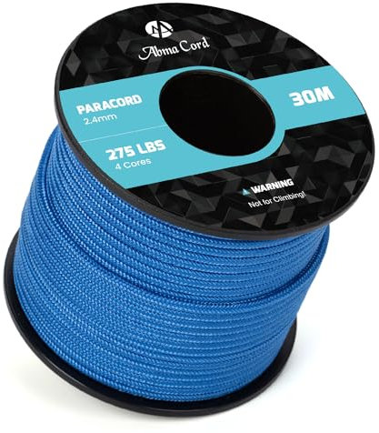 Abma Cord Paracord 275 Nylon Seil 2,4mm 30m Schnur mit 4 Kern für Basteln, Camping, Survival - Max. 125kg (275lbs) - Dark Blau