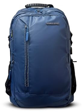DAMOLEPOS Hochwertiger Rucksack im Casual-Style aus Polyester mit integriertem USB-Anschluss zum Aufladen - mittlere Größe (Blau)