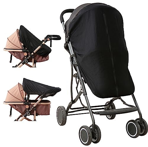 Pare-soleil pour landau (bébé de 0 à 12 mois) – Housse de protection solaire pour poussette avec grande ouverture à fermeture éclair pour une alimentation facile, design indépendant à 2 couches pour