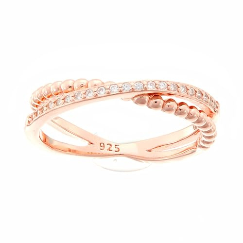 Beneto Ring Pink Gold Plated Double Ring Made of Silver AGG195 - Circuit: 56 mm sBE0433-56 Marke, Estándar, Nicht-Edelmetall, Kein Edelstein