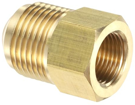 PATIKIL 3/8 Innengewinde Fackel x 5/8 Männlich Fackel Steckverbinder SAE 45 Grad Fackel Messing Adapter Fackel Rohr Fitting für Luft Gas Leitung Kältetechnik HVAC