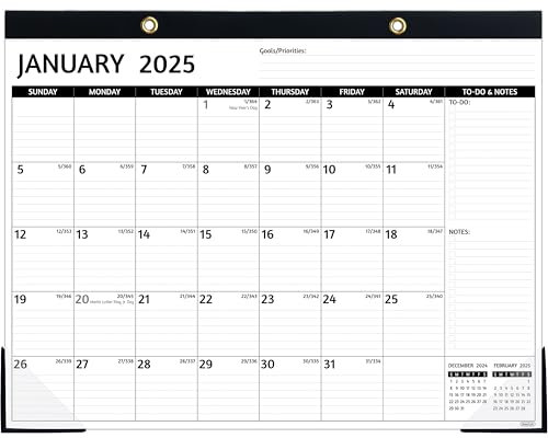 Tischkalender 2024–2025, groß, schwarz