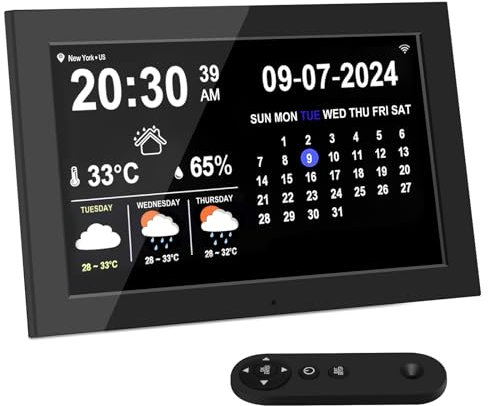 Jazeyeah Digitaler Kalender, 10,1 Zoll WiFi Smart Elektronischer Digitaler Schreibtisch Bürokalender mit Uhrerinnerungseinstellungen, Wecker für Senioren