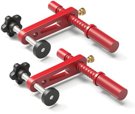 Aluminum Alloy Bench Dog Clamp Set 20mm with Protective Pads Clamping Workpieces 1-0.79 Inches MFT Tables Hold Down Clamps for Workbench Table Red