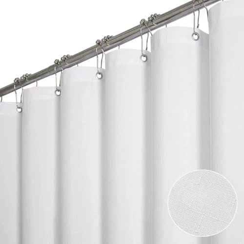 Votoko Rideau de Douche 180x200 cm, Anti Moisissure Imperméable, Tissu Polyester Lavable en Machine, Blanc, Salle de Bain