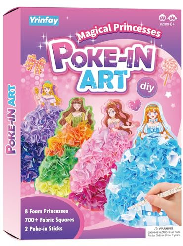 Yrinfay Poke Art Basteln Kinder - DIY 8 magische Prinzessinnen und 6 Accessoires - Prinzessin Bastelset Spielspielzeug für Mädchen 6 7 8 - Geschenk Mädchen Junge 9 10 11 12 Jahre