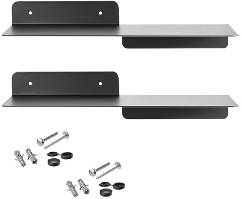 SOTECH 2er Set Design Wandboard Hover-I 350 x 130 x 78 mm schwarz, Wandmontage, Schweberegal inkl. Befestigungsset, Moderne Ablage für die Wand in Bad Küche oder Wohnzimmer