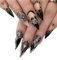 Halloween/Gothic/Day Of the Dead Press On Nails, Skull and Rose Design, 24 Pieces including gel stickers and nail glue