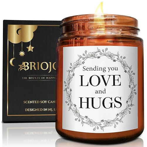 Briojoy Sending You Love & Hugs Kerzen – Freundschaftsgeschenke für Frauen Männer Bestie Beste Freundin – Geschenk für Ihre Mutter Schwester – Entspannende Aromatherapie-Geschenke zum Stressabbau –