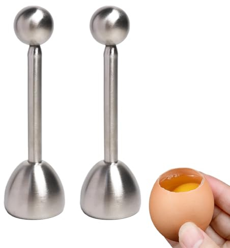Kellegour 2 Stück Eierköpfer Edelstahl Eier Cutter,Edelstahl Eierköpfer und Eieröffner Mit Eierstecher,für Harte und Weiche Eier Harte Gekochtes Eier