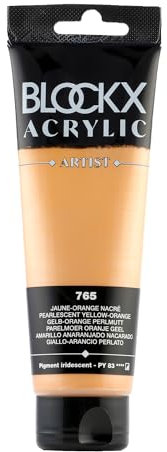 Blockx 60765BXC Acrylique Fine Semi-opaque et Satinée - Jaune-orange nacré Pigment iridescent/PY 83 - 120ml