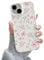 QLTYPRI for iPhone 14 Case, Cute Pink Floral Flower Pattern Aesthetic Phone Case, Raised Camera Protection Soft Slim TPU Shockproof Protective Phone Cover for Girls Women - Pink