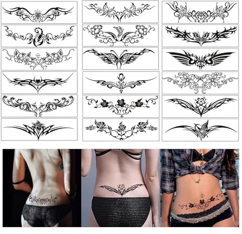 18 Feuilles Tatouages Temporaires Sexy Beaux, Stickers de Tatouages Temporaires Imperméable, Faux Tatouages Plaisir Adulte Créatif, Autocollants de Tatouage Réaliste 3D, Tatouages Ephemere pour Femmes