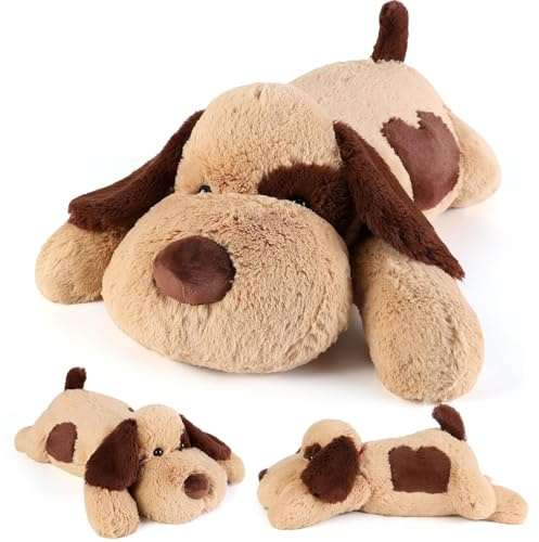 Lsoar Braunes gewichtetes Plüschtier für Hunde, 81,3 cm, 2,9 kg, großes gewichtetes Plüschkissen zur Angstlinderung, sensorischen Komfort, Geschenke für Kinder und Erwachsene