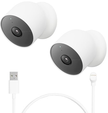 Google Nest Cam Outdoor or Indoor, Battery - 2nd Generation 2 Pack with Extra Replacement Cable