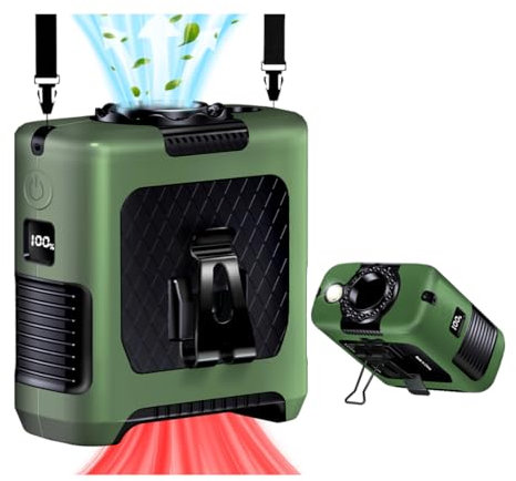 AINFTIME 2025 Portable Waist Clip Body Fan 10000mAh Personal Wearable 6-40H Powerful Outdoor (10000mAH / Green)
