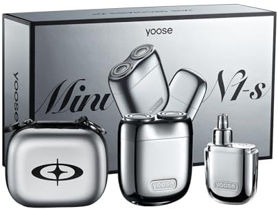 yoose MINI Rasoir Electriques Hommes+ Tondeuse Nez - Corps en Alliage Monobloc, Moteur Ultra-Silencieux, IPX7 Étanche - Compact et Léger - Idéal comme Cadeau Homme (Argent)