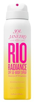 SOL DE JANEIRO Rio Radiance SPF 50 Body Spray Broad Spectrum | Spray Sunscreen for Body | Niacinamide and Antioxidants | Sheer Coverage | UV Protection | Travel Size Sunscreen | 3.4 fl oz