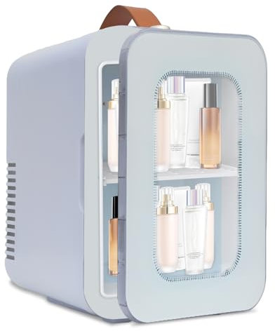 XPJBKC 2 In 1 Mini Nevera 6L, Nevera Pequeña, Nevera Pequeña Portatil con Función Enfriamiento y Calentamiento, Nevera Coche con 220V AC/12V DC, para Dormitorio, Oficina, Dormitorio, Coche (Blanco)