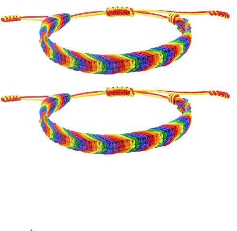 2 Stück Regenbogen Armband,LGBTQ Armband Pride Armbander Bunt,Boho Freundschaftsarmbänder Stoffarmband Fußband,Pride Bracelet Tibetisches Glücksarmband Herren,Surferarmband Damen Fußketten für Frauen
