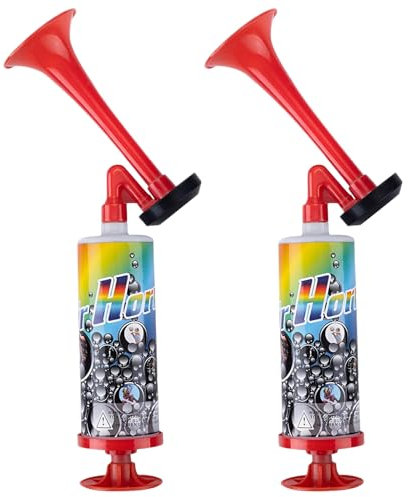 Xiuyer Airhorn, Tröte, Air Horn, Tröten, 2 Stück Laut Air Horn, Tröte Wiederverwendbare Stadionhorn, für Fussballspiel Anfeuern Melodie Gas Hupe, Handball, WM, Boot, Marine, Sport, Party (Großes Rot)