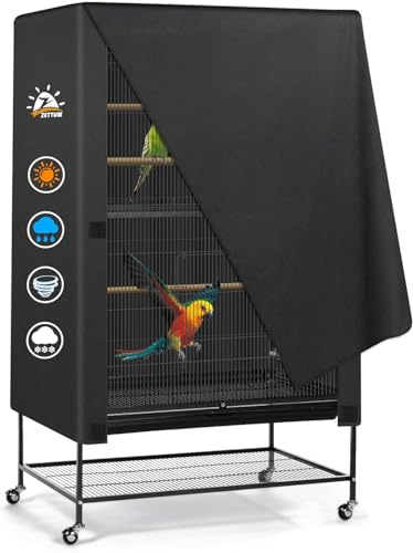 Zettum Abdeckung für Vogelkäfige 48 x 48 x 101 cm, Waschbar Papagei Käfig Schutznetz 600D Oxford, wasserdichte nd atmungsaktiv Vogelkäfigverdunklung für Brutzeit, Winddicht Nachthaube für Vogelkäfige