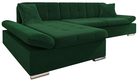 Mirjan24 Ecksofa Malwi mit Regulierbare Armlehnen Design Eckcouch mit Schlaffunktion Bettkasten L-Form Sofa Wohnlandschaft Couch v2 (Kronos 19, Ecksofa: Links)