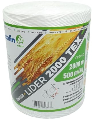 Pressengarn Lider - Weiß - 2000m - Reißfestes und UV-beständiges - Ballengarn für Stroh, Heu - Hochwertiges Superpress - Starkes Garn für Landwirtschaftliche Ballenpressen