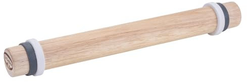 Dr. Oetker Mattarello da cucina in legno, per stendere pasta, mattarello con anelli distanziatori rimovibili da 2 mm e 5 mm, dimensioni 35 cm x Ø 4 cm