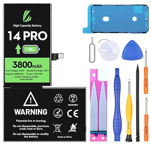 LL TRADER Akku für iPhone 14 Pro, 3800mAh mit Reparatursets | Hochleistungs-Ersatzbatterie Kompatibel mit iPhone 14 Pro, A2650, A2889, A2892, A2891, A2890